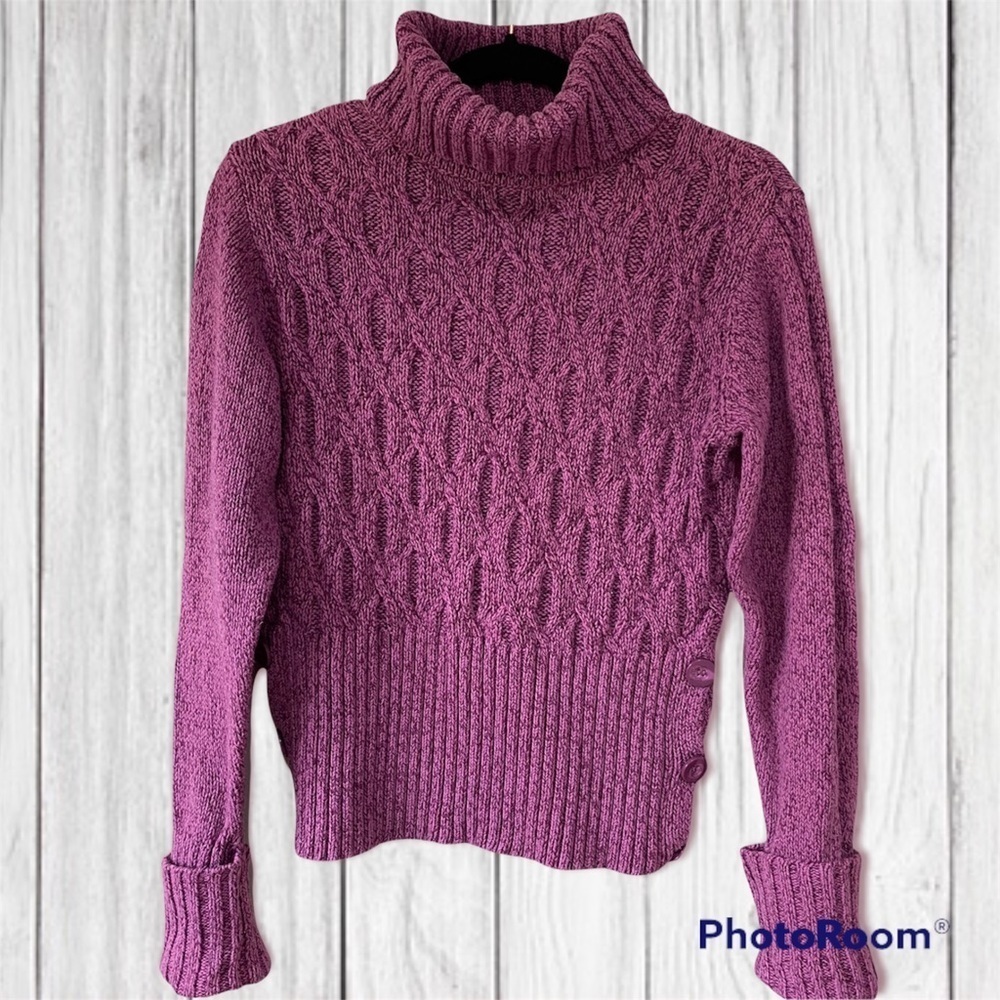 Apt 9 Cable Knit Purple Sweater Turtleneck